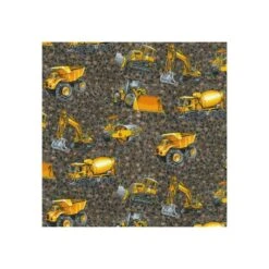 100% Cotton Patchwork Fabric Nutex Construction Trucks & Diggers Earthmovers