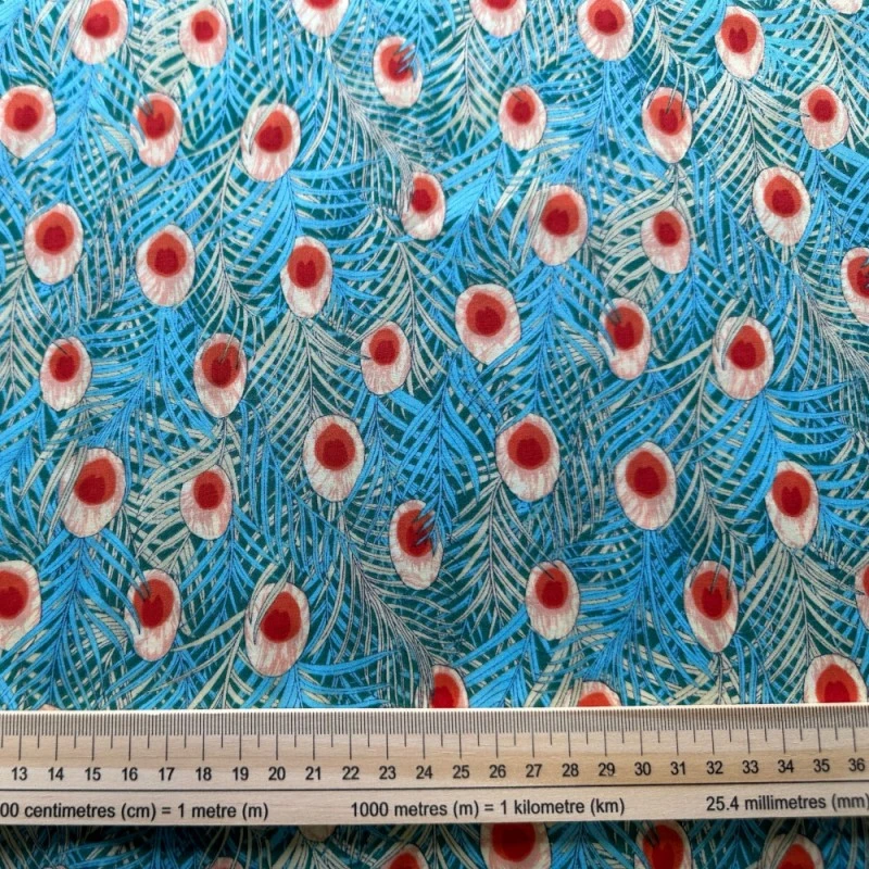 100% Cotton Pima Lawn Fabric Peter Horton Peacock Bird Feathers Damask 4 100% Cotton Pima Lawn Fabric Peter Horton Peacock Bird Feathers Damask - Image 2