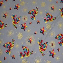 100% Cotton Poplin Fabric Christmas Rainbow Dove Metallic 135cm Wide
