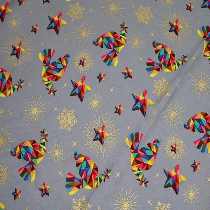 100% Cotton Poplin Fabric Christmas Rainbow Dove Metallic 135cm Wide 3 100% Cotton Poplin Fabric Christmas Rainbow Dove Metallic 135cm Wide
