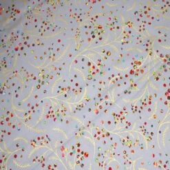 100% Cotton Poplin Fabric Christmas Rainbow Holly Branches Metallic 135cm Wide