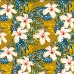 100% Cotton Poplin Fabric Rose & Hubble Flower Floral Tropical Leaf Abbey Place