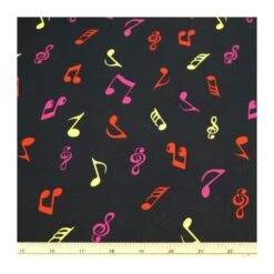 100% Cotton Poplin Fabric Rose & Hubble Music Notes Symbols