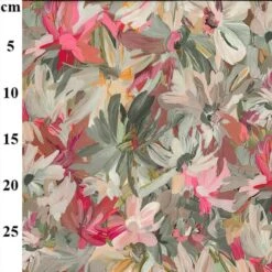 100% Digital Viscose Fabric John Louden Floral Green Bank