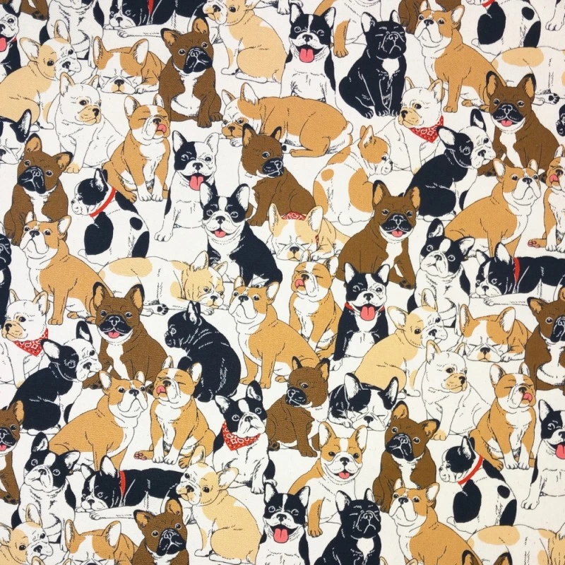 100% Japanese Cotton Fabric Nutex Kuksai Dogs Bulldogs Puppies Animal 110cm Wide 3 100% Japanese Cotton Fabric Nutex Kuksai Dogs Bulldogs Puppies Animal 110cm Wide
