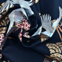 100% Japanese Cotton Fabric Nutex Kuren Cranes Birds Clouds Metallic 110cm Wide -OHSEWCRAFTY 100 japanese cotton fabric nutex kuren cranes birds clouds metallic 110cm wide 2