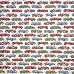 100% Japanese Cotton Fabric Nutex Shimono Vintage Cars Vehicles Races 110cm Wide