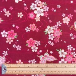100% Japanese Cotton Fabric Nutex Shintai Butterflies Flower Metallic 110cm Wide -OHSEWCRAFTY 100 japanese cotton fabric nutex shintai butterflies flower metallic 110cm wide 1