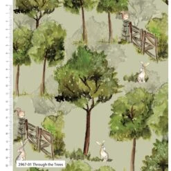 100% Organic Cotton Fabric Debbie Shore A Country Walk Through Trees