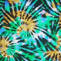 100% Viscose Digital Fabric Tie Dye Catherine Wheel Seashells 140cm Wide