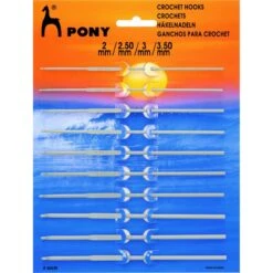 15cm Pony 10 Assorted Sizes Aluminium Crochet Hooks 2mm - 3.5mm
