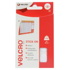 VELCRO® Brand 16mm X 16 Sets Coin Shaped Stick-On Hook & Loop Tape