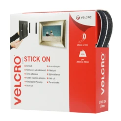 VELCRO® Brand 1m X 20mm Stick On Hook & Loop Tape White, Black,Ecru