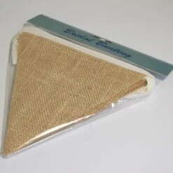 20cm X 5m Rustic Natural Hessian Jute Burlap Bunting 12 X Flags