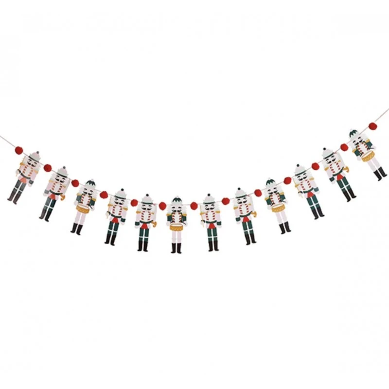 2m Nutcracker Pom Pom Banner Bunting Christmas Festive 3 2m Nutcracker Pom Pom Banner Bunting Christmas Festive
