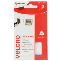 VELCRO® Brand 50cm X 20mm Stick-On Hook & Loop Tape White Or Black