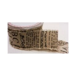 50mm Bertie's Bows Black Letterpress Printed Burlap Hessian Craft Ribbon