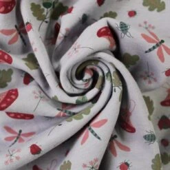 Alpine Fleece Soft Sweatshirt Fabric Bugs Life Insects Woodland Leaf 145cm Wide