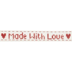 Bowtique Grosgrain Made With Love Stitch Hearts Ribbon 10mm X 5m Reel