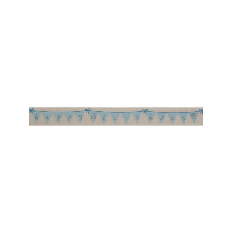 Bowtique Natural Happy Birthday Bunting Blue Ribbon 15mm X 5m Reel 3 Bowtique Natural Happy Birthday Bunting Blue Ribbon 15mm X 5m Reel