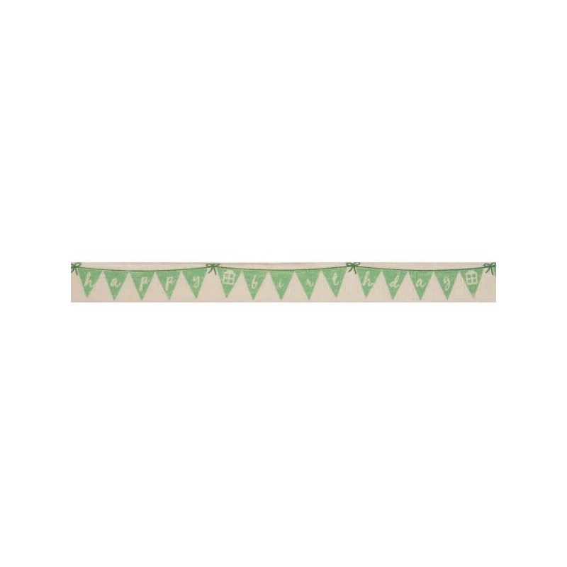 Bowtique Natural Happy Birthday Bunting Green Ribbon 15mm X 5m Reel 3 Bowtique Natural Happy Birthday Bunting Green Ribbon 15mm X 5m Reel