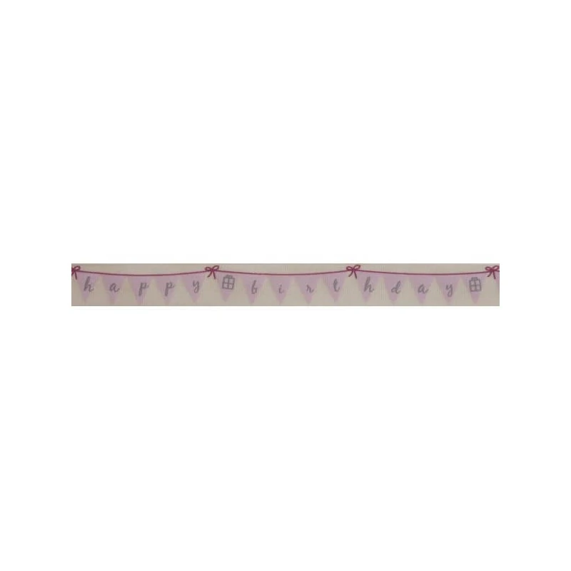 Bowtique Natural Happy Birthday Bunting Pink Ribbon 15mm X 5m Reel 3 Bowtique Natural Happy Birthday Bunting Pink Ribbon 15mm X 5m Reel