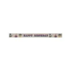 Bowtique Natural Happy Birthday Circus Ribbon 15mm X 5m Reel