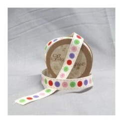 Bowtique Natural Vintage Cotton Buttons Stitch Ribbon 15mm X 5m Reel