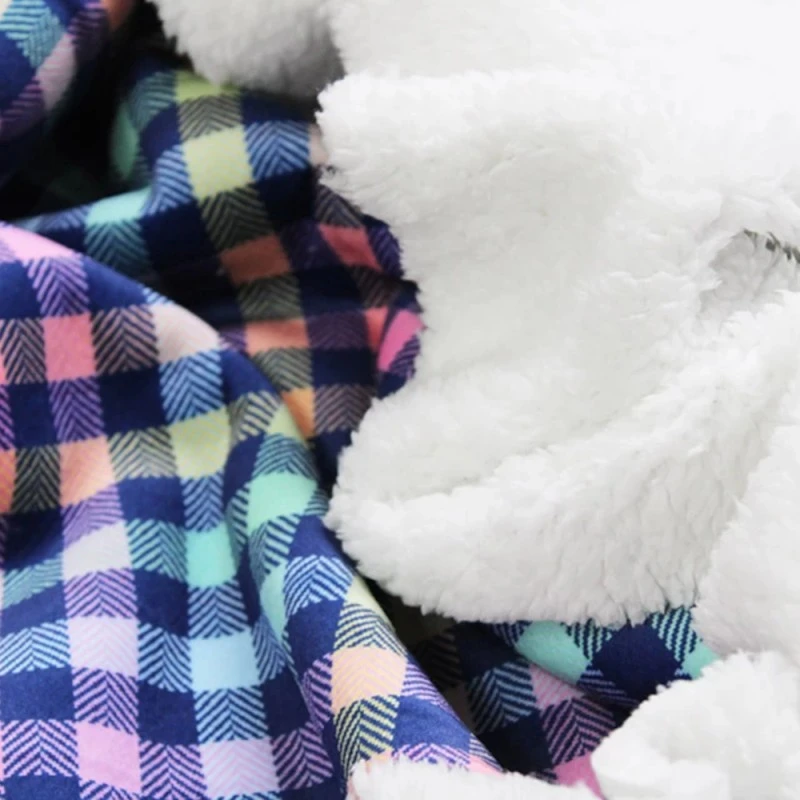 Bubs Digital Printed Sherpa Fleece Fabric Check Gingham Colourful 143cm Wide 5 Bubs Digital Printed Sherpa Fleece Fabric Check Gingham Colourful 143cm Wide - Image 3