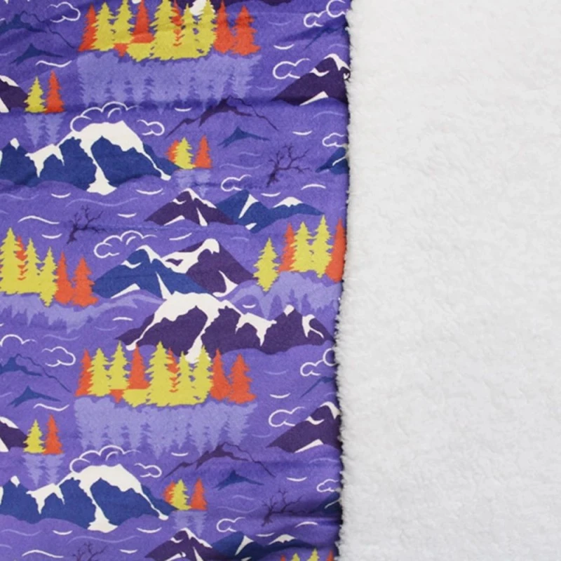 Bubs Digital Printed Sherpa Fleece Fabric Mountains Snow Clouds Trees 143cm Wide 4 Bubs Digital Printed Sherpa Fleece Fabric Mountains Snow Clouds Trees 143cm Wide - Image 2