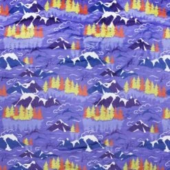 Bubs Digital Printed Sherpa Fleece Fabric Mountains Snow Clouds Trees 143cm Wide