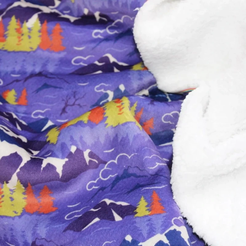 Bubs Digital Printed Sherpa Fleece Fabric Mountains Snow Clouds Trees 143cm Wide 6 Bubs Digital Printed Sherpa Fleece Fabric Mountains Snow Clouds Trees 143cm Wide - Image 4