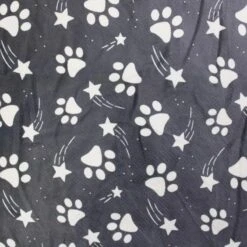 Bubs Digital Printed Sherpa Fleece Fabric Paws Shooting Stars Dogs 143cm Wide