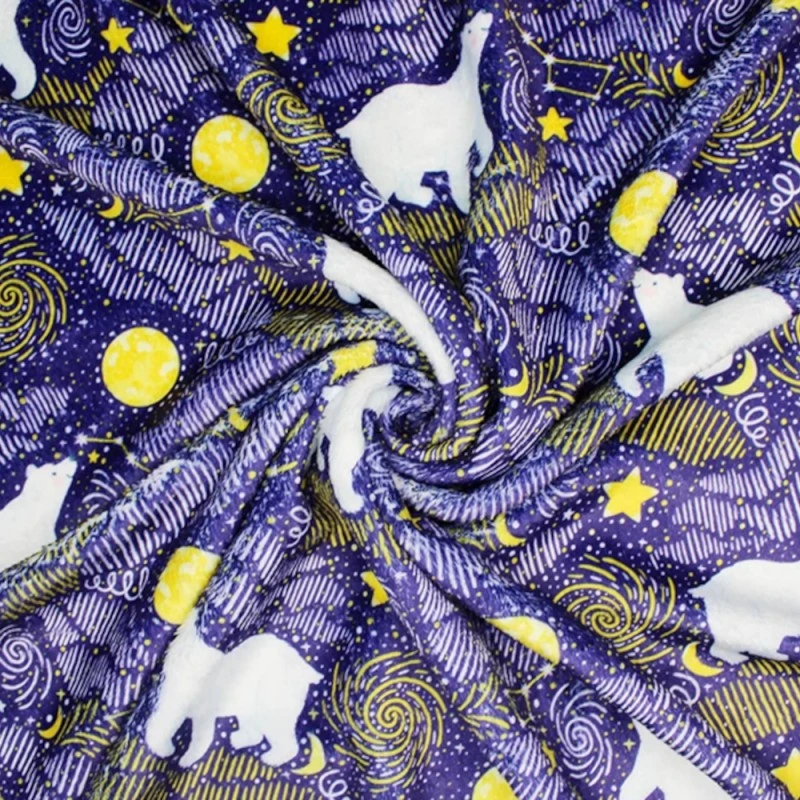 Bubs Digitally Printed Fleece Fabric A Polar Bears Dreams Stars Night 150cm Wide 5 Bubs Digitally Printed Fleece Fabric A Polar Bears Dreams Stars Night 150cm Wide - Image 3