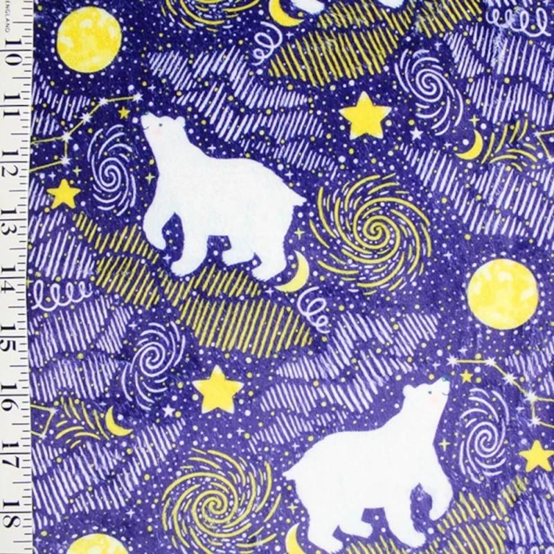 Bubs Digitally Printed Fleece Fabric A Polar Bears Dreams Stars Night 150cm Wide 3 Bubs Digitally Printed Fleece Fabric A Polar Bears Dreams Stars Night 150cm Wide