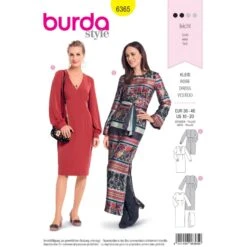 Burda Sewing Pattern 6365 Woman's Semi Form Fitting V Neck Dress