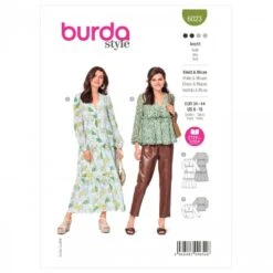 Burda Sewing Pattern 6023 Misses' V Neck Tiered Dress And Blouses