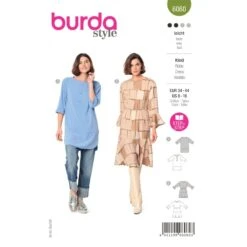 Burda Sewing Pattern 6060 Misses' Tunic Top With Front Button Detail Or Dress