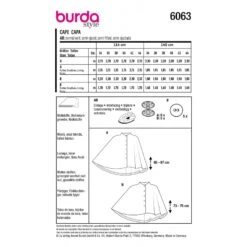 Burda Sewing Pattern 6063 Misses' Lined Capes In 2 Lengths Small Stand Collar -OHSEWCRAFTY burda sewing pattern 6063 misses lined capes in 2 lengths small stand collar 1