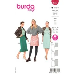 Burda Sewing Pattern 6073 Misses' Slim Skirt In 3 Lengths Elasticated Waistband