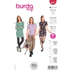 Burda Sewing Pattern 6087 Misses' Slim Fitting Dress Or Tunic With Tie Belt