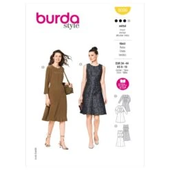 Burda Sewing Pattern 6099 Women's Fit And Flare Dress With Sleeve Variations