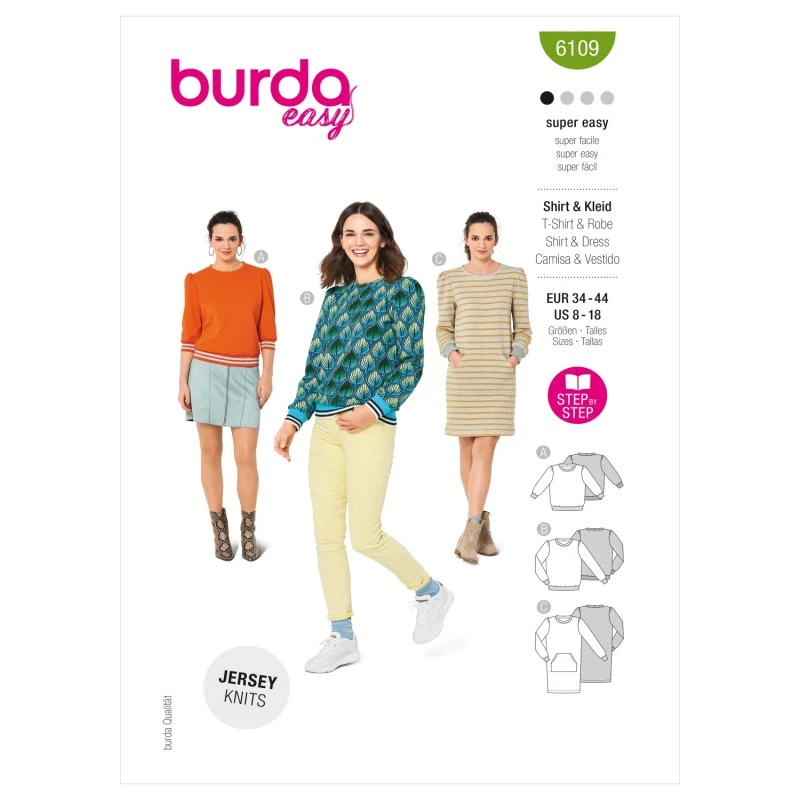 Burda Sewing Pattern 6109 Women's Sweaters Jumpers Sweater Dress Casual 3 Burda Sewing Pattern 6109 Women's Sweaters Jumpers Sweater Dress Casual