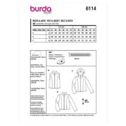 Burda Sewing Pattern 6114 Women's Vest Gilet Or Jacket Hood Or Stand Collar -OHSEWCRAFTY burda sewing pattern 6114 women s vest gilet or jacket hood or stand collar 2