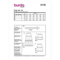 Burda Sewing Pattern 6116 Women's Tiered Skirts In Various Lengths Elastic Waist -OHSEWCRAFTY burda sewing pattern 6116 women s tiered skirts in various lengths elastic waist 2
