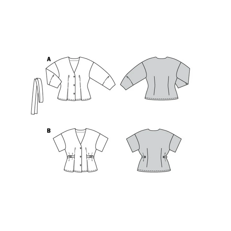 Burda Sewing Pattern 6135 Women's V-Neck Blouses Shirts Tops Tie Waist Peplum 4 Burda Sewing Pattern 6135 Women's V-Neck Blouses Shirts Tops Tie Waist Peplum - Image 2