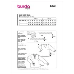Burda Sewing Pattern 6146 Women's Blouses Shirts With Frill & Sleeve Variations -OHSEWCRAFTY burda sewing pattern 6146 women s blouses shirts with frill sleeve variations 2
