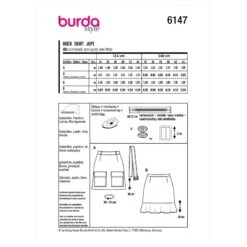 Burda Sewing Pattern 6147 Women's Skirts With Pockets Belt And Flounce Options -OHSEWCRAFTY burda sewing pattern 6147 women s skirts with pockets belt and flounce options 1