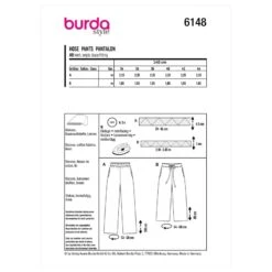 Burda Sewing Pattern 6148 Women's Wide Leg Trousers And Cropped Culottes -OHSEWCRAFTY burda sewing pattern 6148 women s wide leg trousers and cropped culottes 1