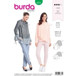Burda Sewing Pattern 6374 Style Misses' Tunic Blouse Detailed With Frills